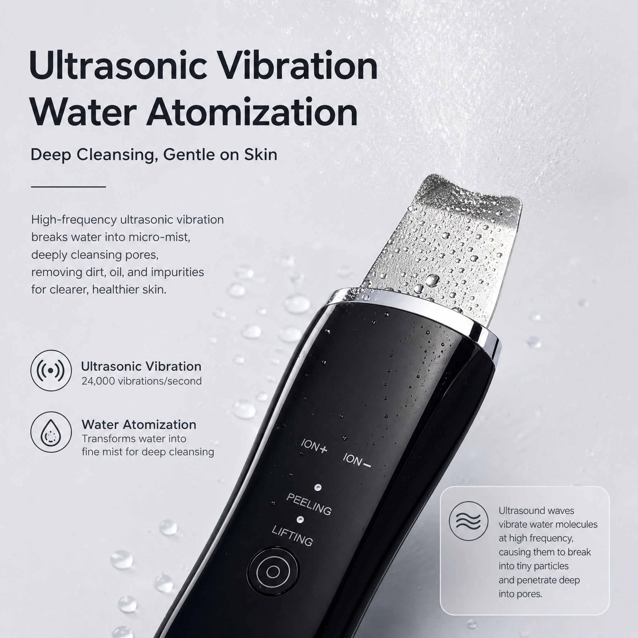 Ultrasone Skin Scrubber — Porie-diepreiniger & Skin Spatula-4