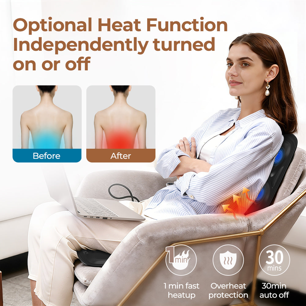 Shiatsu Massagekussen voor Rug & Nek — met Warmte en Timer-3