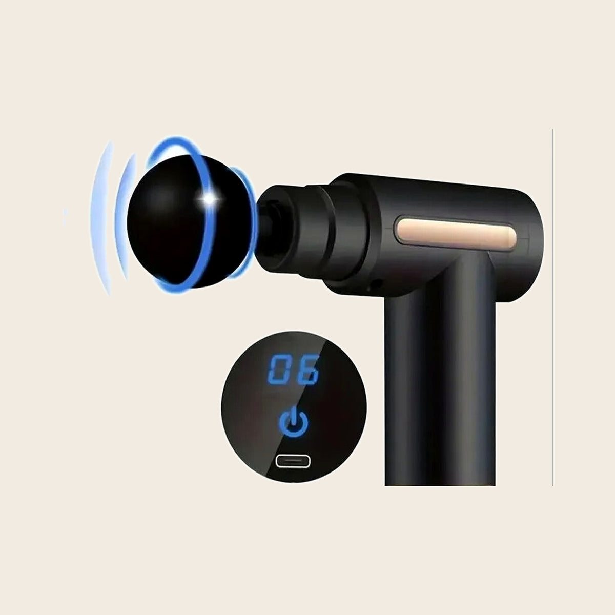 Massage gun percussie massageapparaat zwart