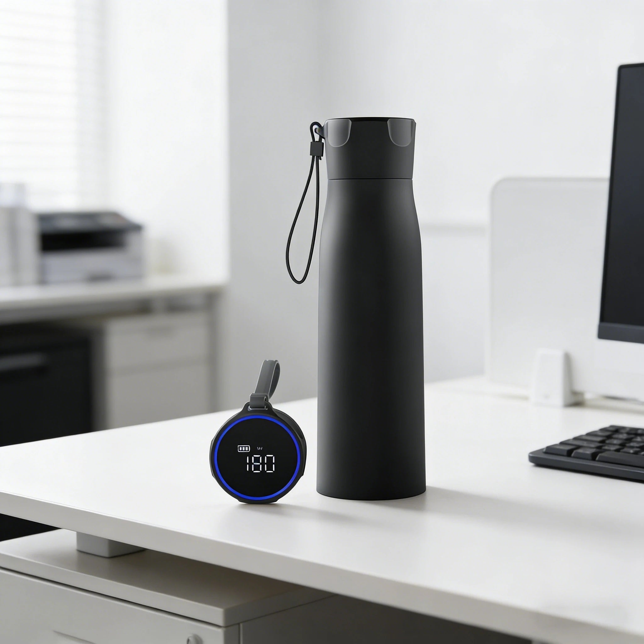 Smart waterfles op bureau