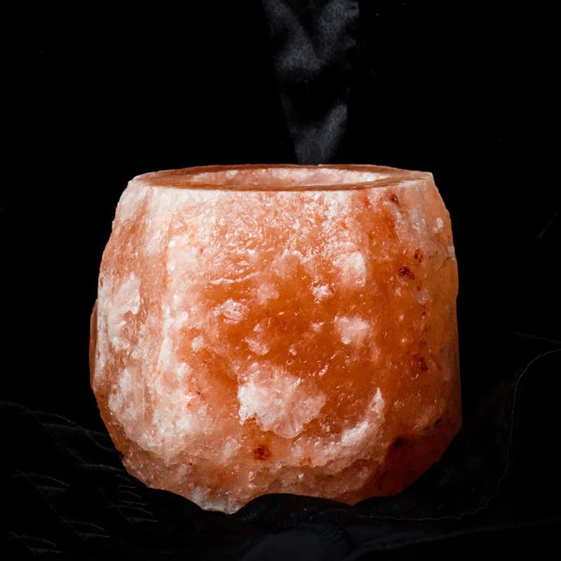 Himalayazout theelichthouder wit