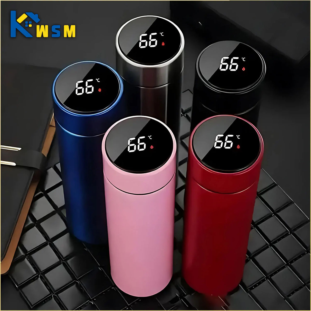 Smart waterfles met LED-temperatuurdisplay in vier kleuren