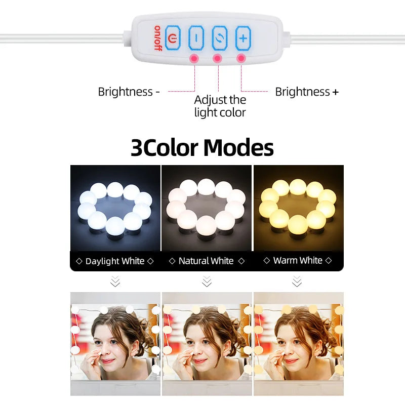 Hollywood Spiegelverlichting — Dimbare LED-lampen voor je Spiegel (USB)-3
