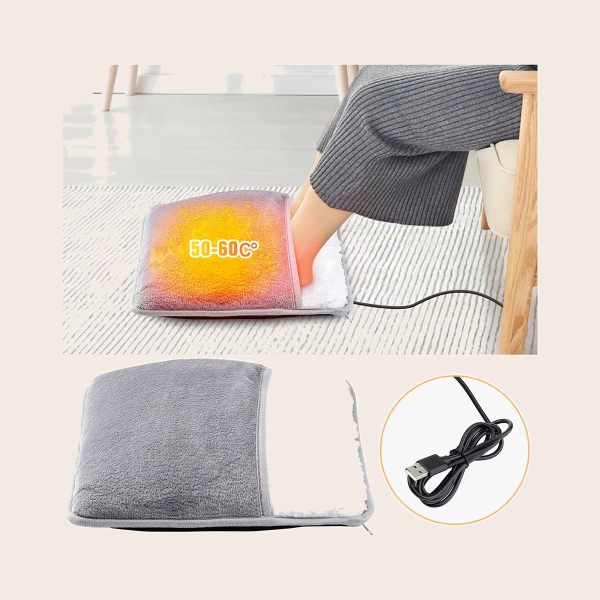 Elektrische Voetenwarmer — Pluche Voetverwarmer (USB)