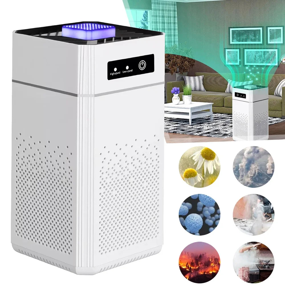 Mini luchtreiniger met HEPA-filter in de woonkamer