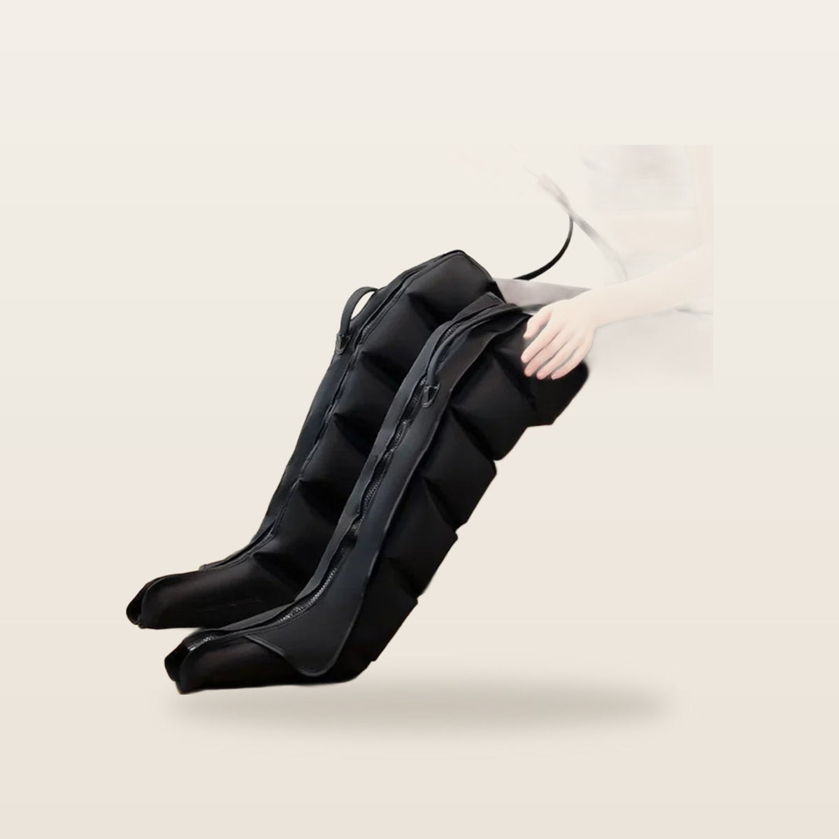 Welvana Compressie Beenmassage Boots op crème achtergrond