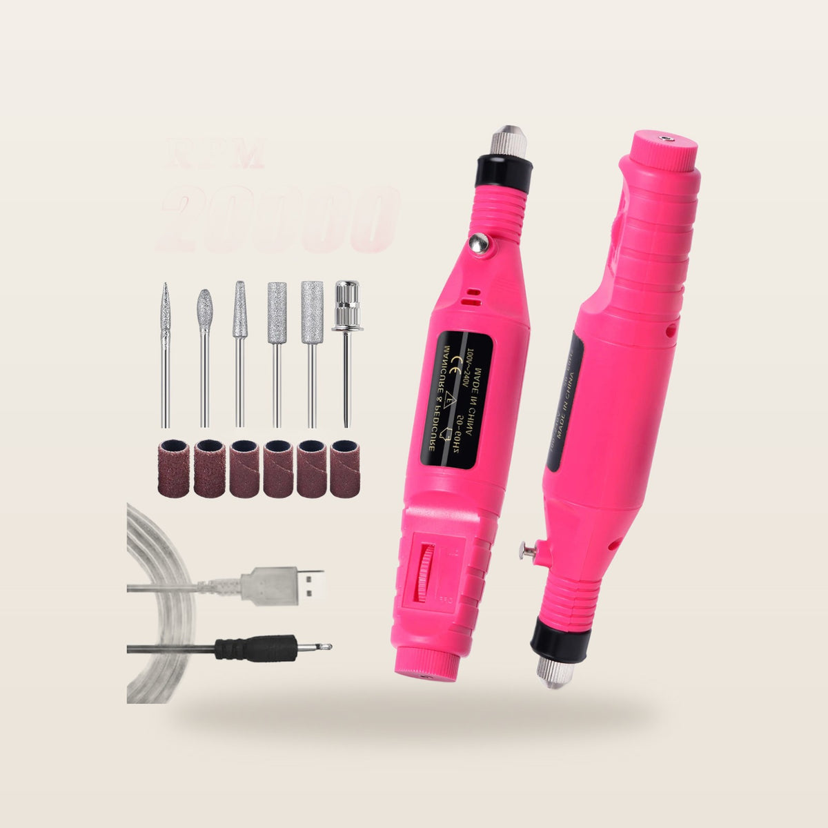 Welvana Elektrische Pedicureset op crème achtergrond