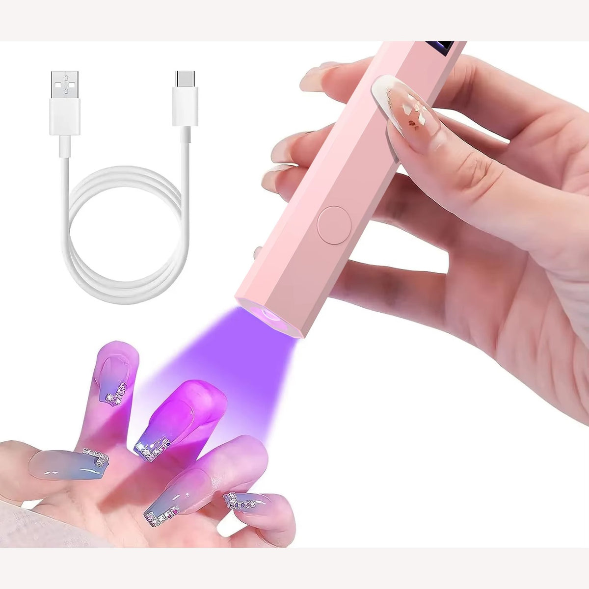 LED nagellamp in gebruik met USB-kabel